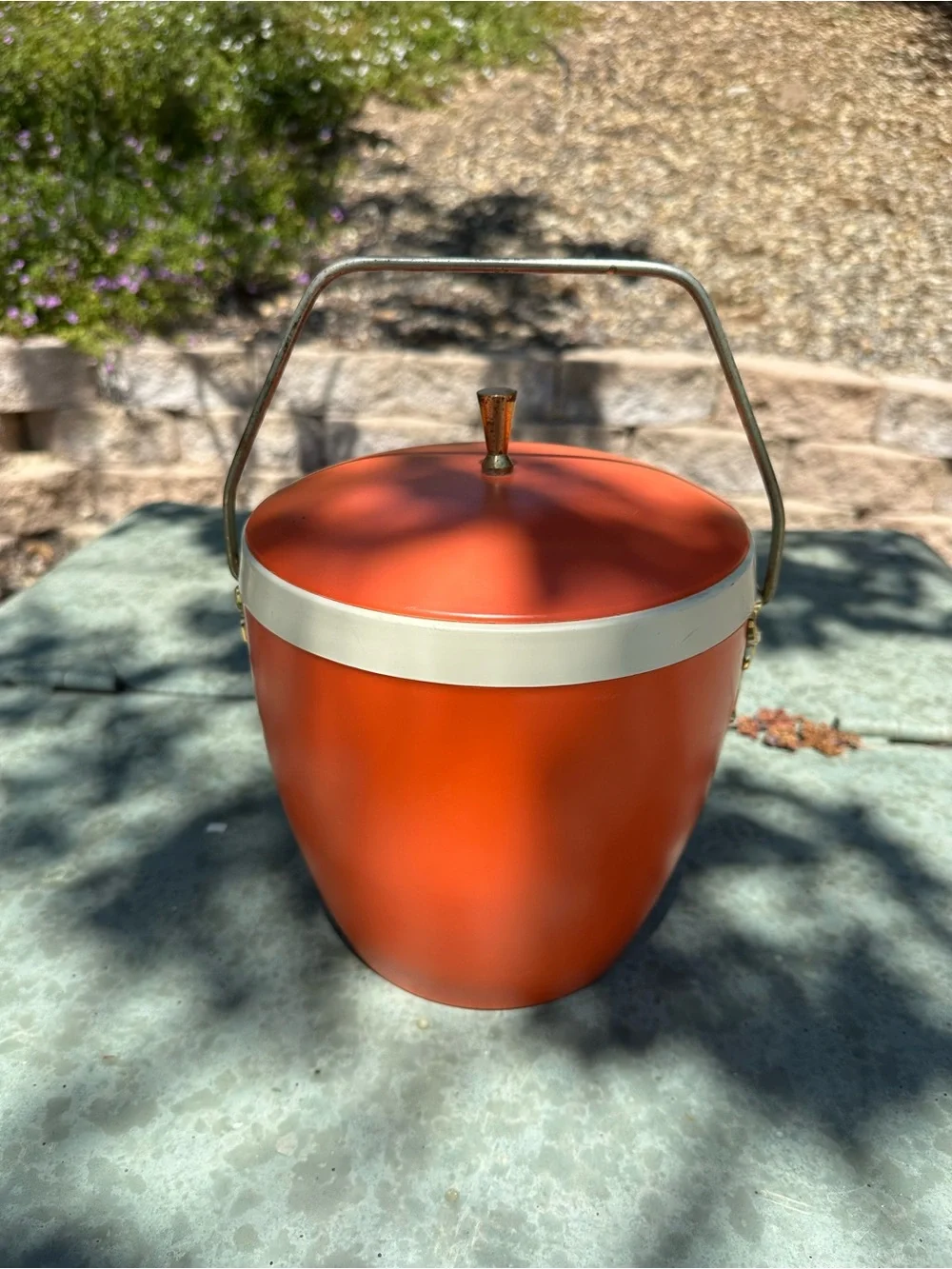 Mid-century MCM Orange Vintage Long Horn Ice Bucket